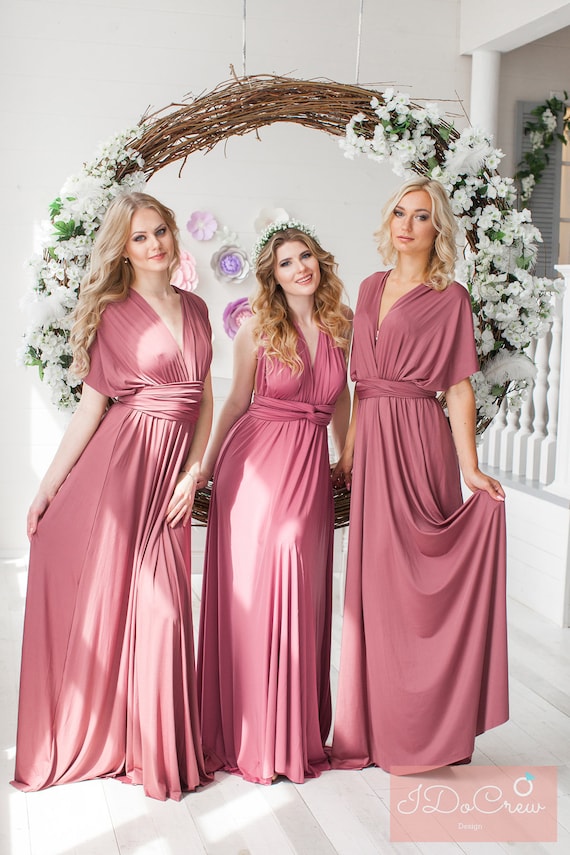 Dusty Rose  Bridesmaid  Dress  Infinity Dress  Floor Length 