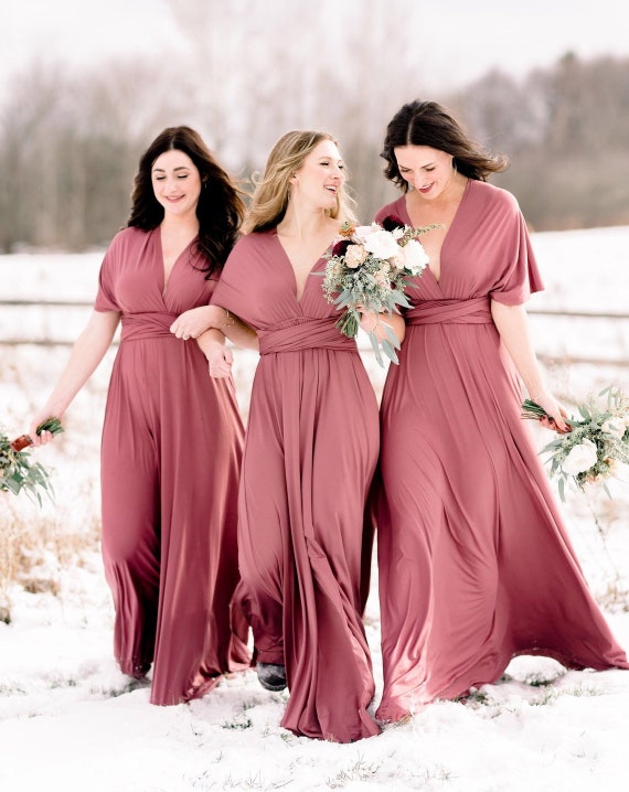 dusty red bridesmaid dresses
