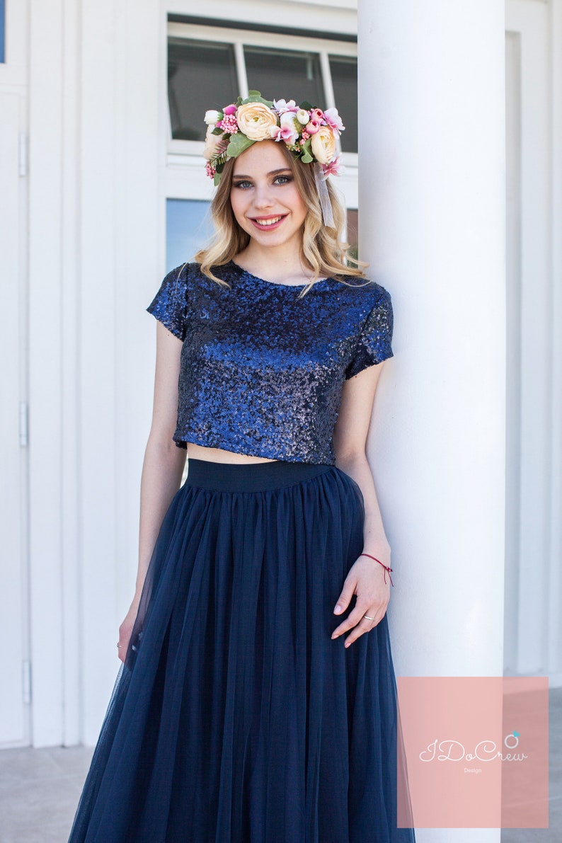 Matching engagement sequined top Bridesmaids outfits Bridesmaids Rose Gold blouse Sequin top Wedding Clothes Prom Silver Party Crop Top