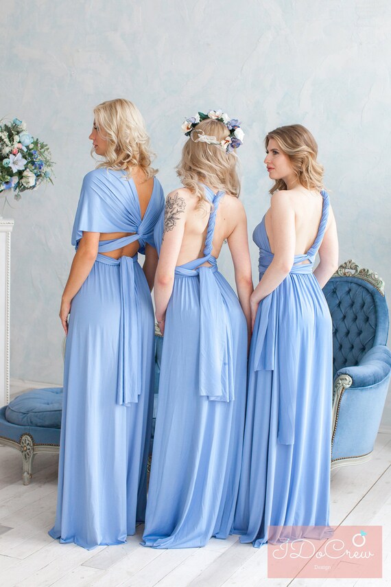 Dusty Blue Bridesmaid Dress Infinity Dress Floor Length Maxi Etsy