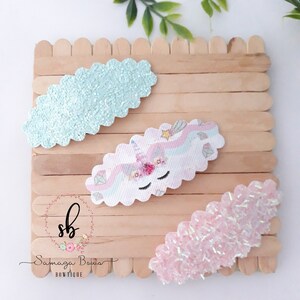 Unicorn snap clip, Unicorn hair clip, Toddler unicorn  hairclip, Baby hair clip, Scalloped hair clip, Glitter snap clip set, Girl hair clips