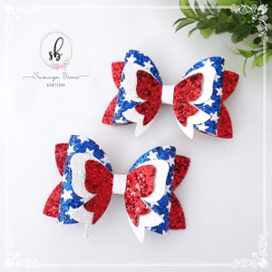 4th of July piggies, Independece Day hair bows, Patriotic pigtail bows, Fourth of July piggy bows, 4th of July hair bows, Toddler piggy bows