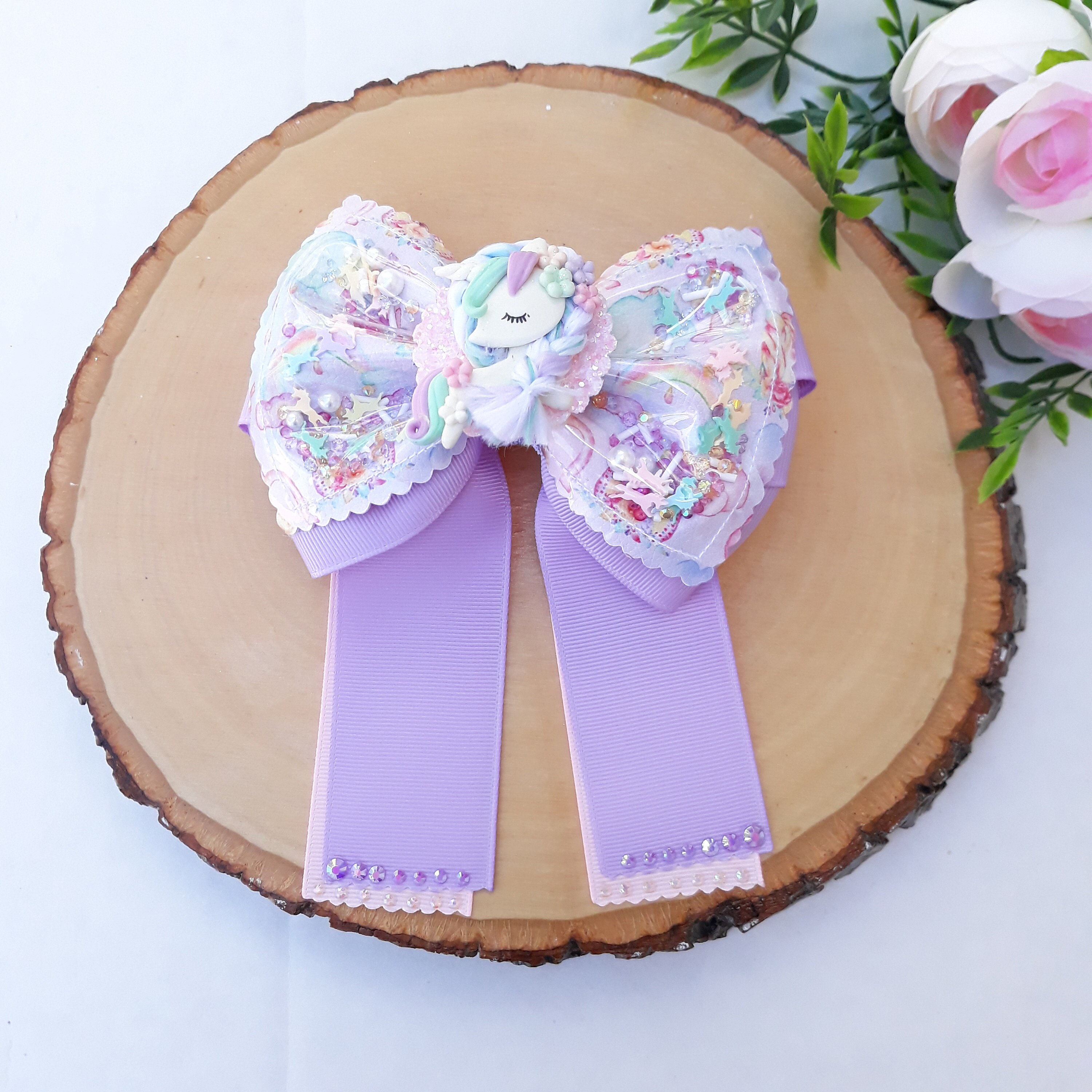 Purple Unicorn Hair Bow Unicorn Bow Unicorn Gift for Girls Etsy