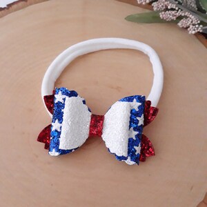 4th of July baby bow, Baby girl bow, Patriotic baby bow, July Fourth baby headband, Baby girl headband, Red white and blue baby bow, Hairbow