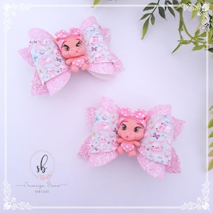 Little pig hair bows, Cute pig hair bows, Pink piggy pigtail bows, Pink vegan leather piggies, Glitter piggy bows, Toddler girl piggies, Bow
