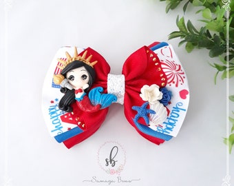 4th of July Mermaid Hair Bow, Patriotic Ribbon Hairbow