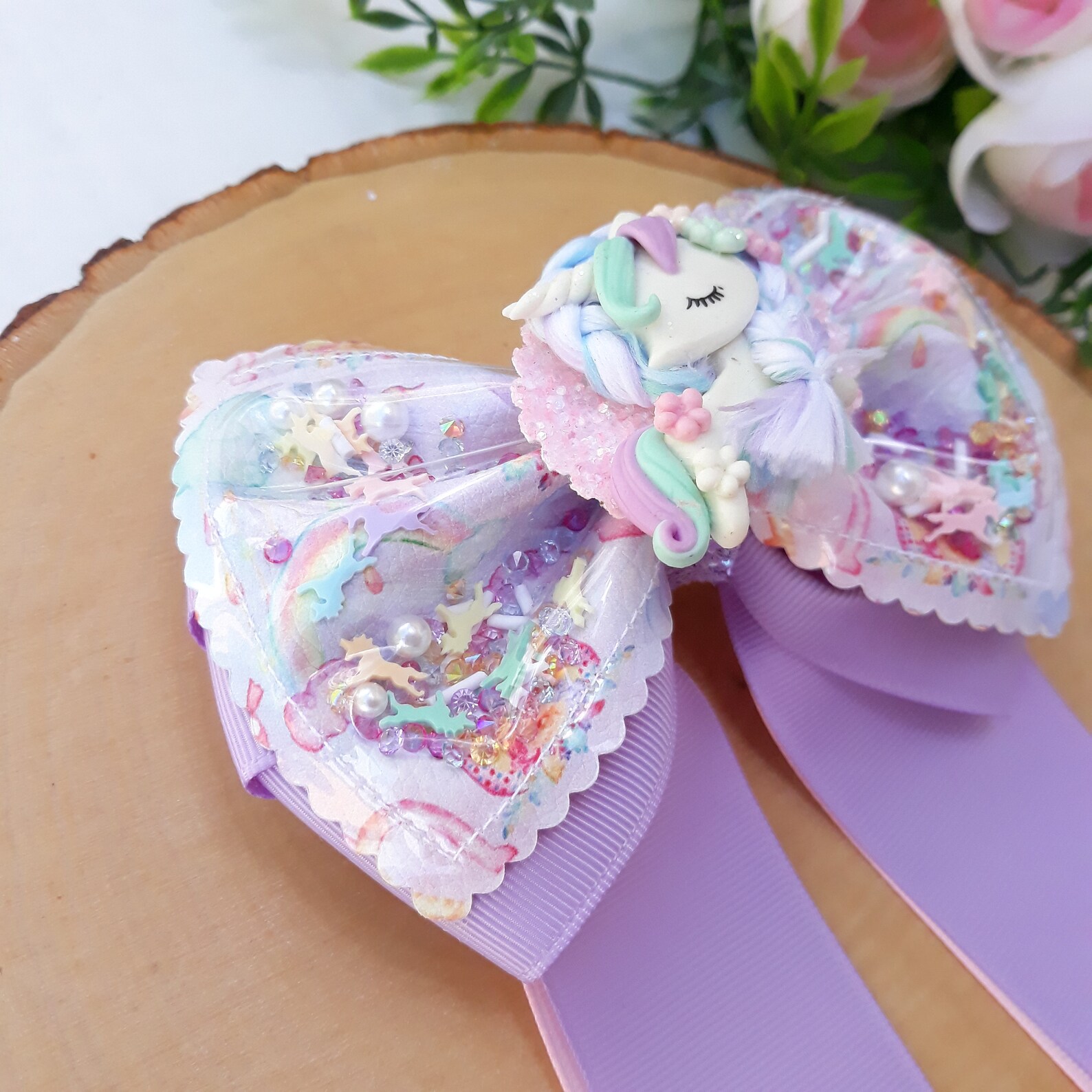 Purple Unicorn Hair Bow Unicorn Bow Unicorn Gift for Girls Etsy