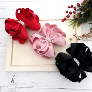 Layered boutique bow, Boutique hairbow, 5 inch big bow, Christmas hair bows, Black hair bow, Hair bow for girls, Toddler girl bows Christmas