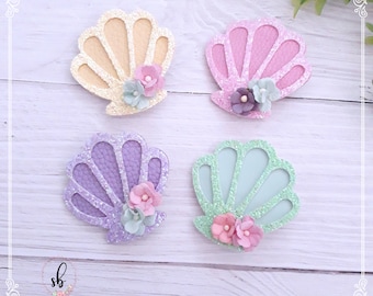 Seashell Hair Clip, Glitter Faux Leather, Under the Sea Accessory