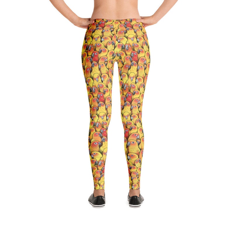 Sun Conure Leggings Bird Conures Parrot Birb Print Comfy Pants Yoga Soft Fitness Skinny Gym Stretch Running Sport