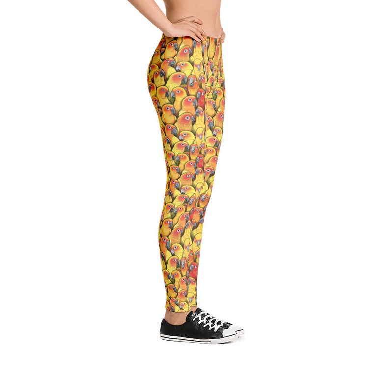 Sun Conure Leggings Bird Conures Parrot Birb Print Comfy Pants Yoga Soft Fitness Skinny Gym Stretch Running Sport