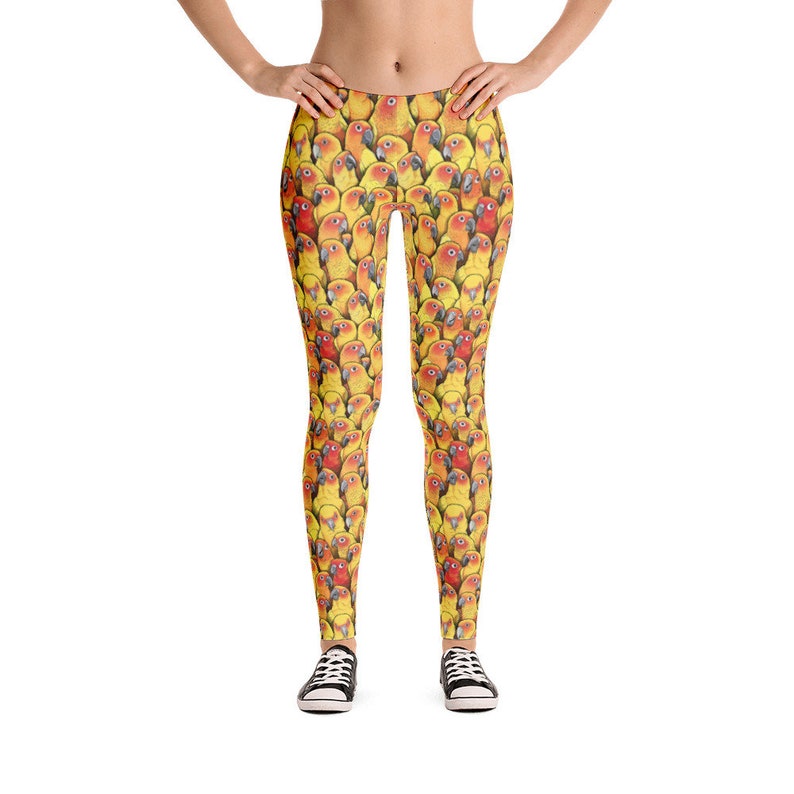 Sun Conure Leggings Bird Conures Parrot Birb Print Comfy Pants Yoga Soft Fitness Skinny Gym Stretch Running Sport