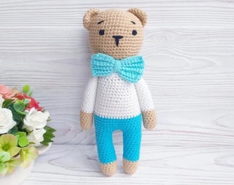 Crochet teddy bear, Amigurumi bear plush toy, Stuffed toys