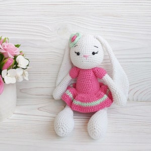 Crochet bunny doll - Stuffed bunny toy - Amigurumi rabbit toy - Christmas gift