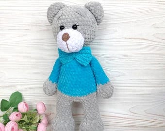 Handmade Crochet Teddy Bear: Micro-Polyester Amigurumi, 11.8 inch