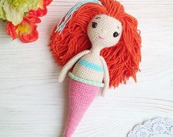 Crochet mermaid, crochet doll,  amigurumi mermaid, girls birthday gift