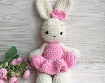 Amigurumi Plush Bunny, Knitted Stuffed Animal, Crochet Rabbit