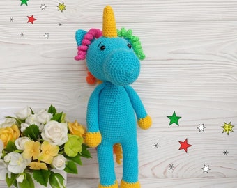 Crochet Amigurumi Unicorn Doll, Handmade Toy (11.4 inches)