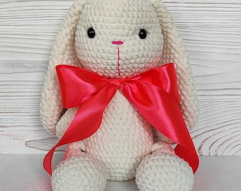 Crochet Bunny Plush Toy, Handmade Amigurumi Rabbit