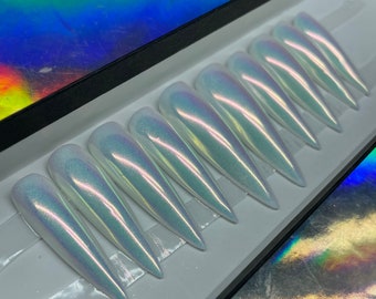Chrome Unicorn Press On Nails: Customizable False Nails