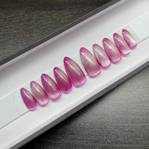 Pink Cat Eye Press On Nails