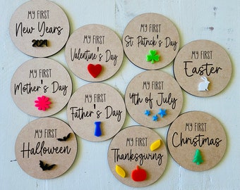 Baby's Firsts, First Holiday Milestones, First Christmas, Baby Photo Props, Expecting Mom Gift, Baby First Halloween, First Thanksgiving