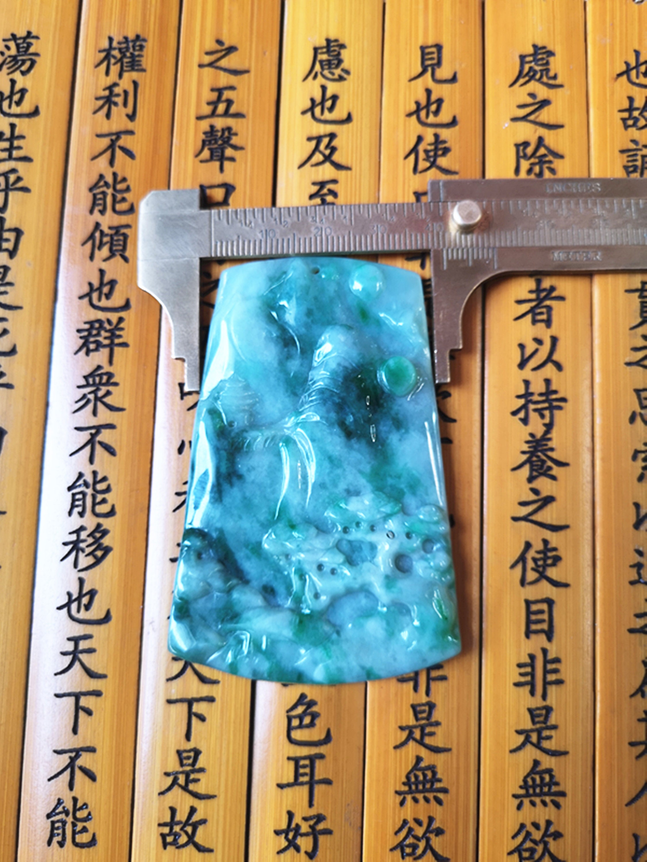 Rare Natural dark green jade stone engrave jade mountain | Etsy