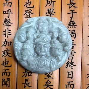 Echte Natürliche Jade Stein Thousand Buddhas Jade Zen Anhänger Buddha Gesicht Anhänger