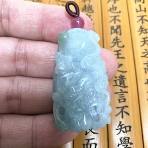 unique A Grade Genuine Natural light Green  jade stone dragon jade good luck dragon pendants