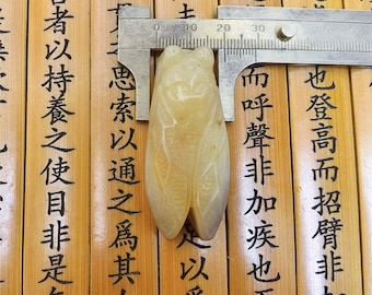 Genuine  Natural yellow jade cicada pendants Lucky mascot