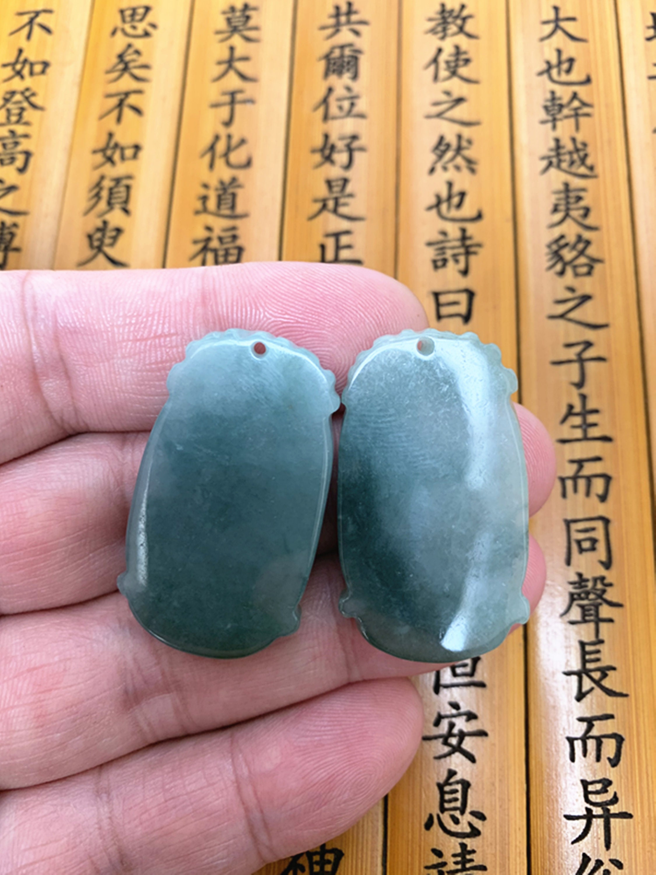 AAA exquisite genuine Natural dark green jade stone carved Etsy
