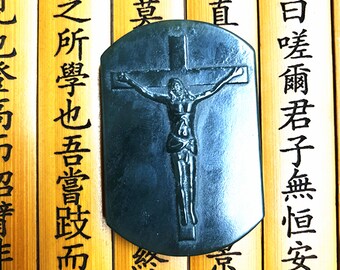 jade cross Natural dark green  jade cross pendants Lucky Amulet god jade pendant
