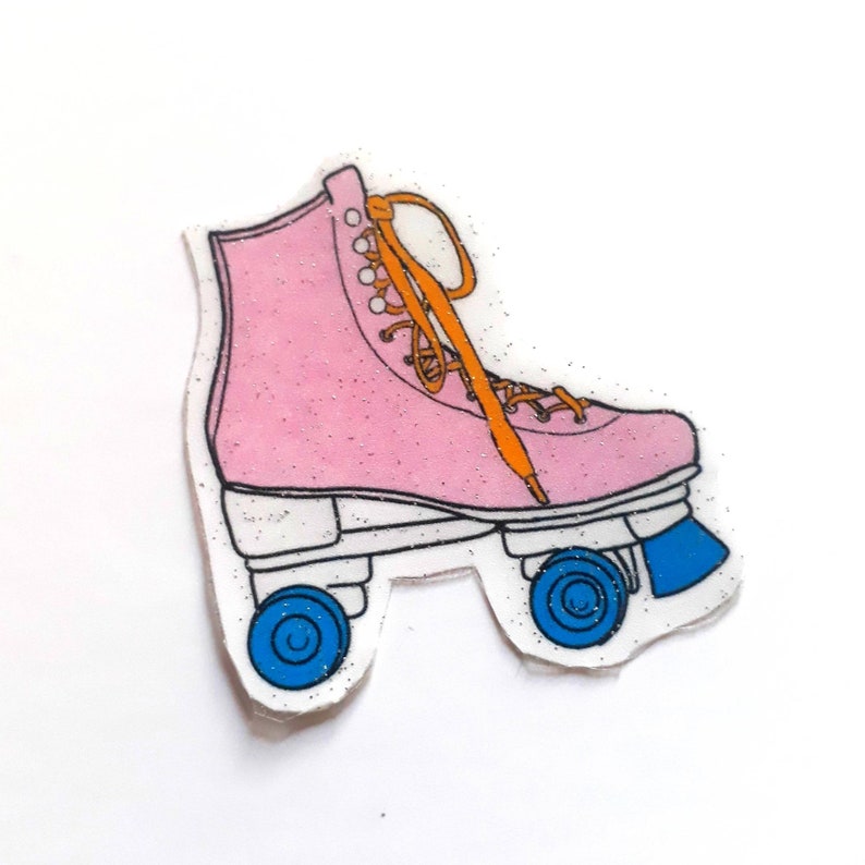 Pink Glitter Roller Skate Vinyl Sticker. Water Resistant. Etsy