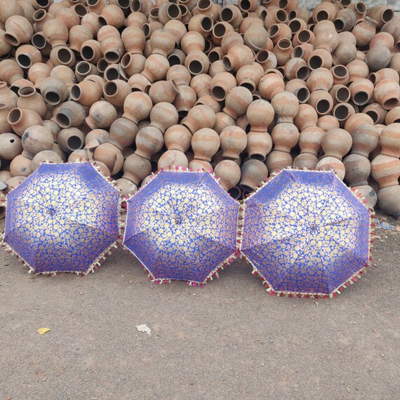 Gold Print Indian Decorative Umbrella Express Shipping Folding Etsy