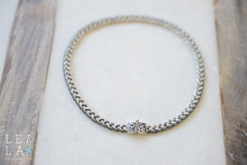 925 sterling silver handcrafted necklace Braided bracelet and earring set