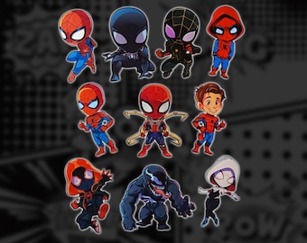 Chibi Heroes 3.5 Inch Vinyl Stickers (Spider-Man Inspired)