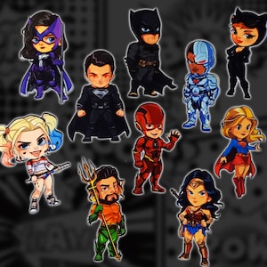 4 Sheet DC Super Hero Villain Chibi Characters Stickers