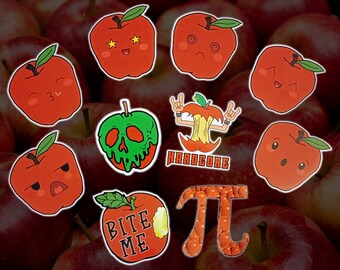 Apple Themed Novelty Stickers Vinyl 3.5 inch