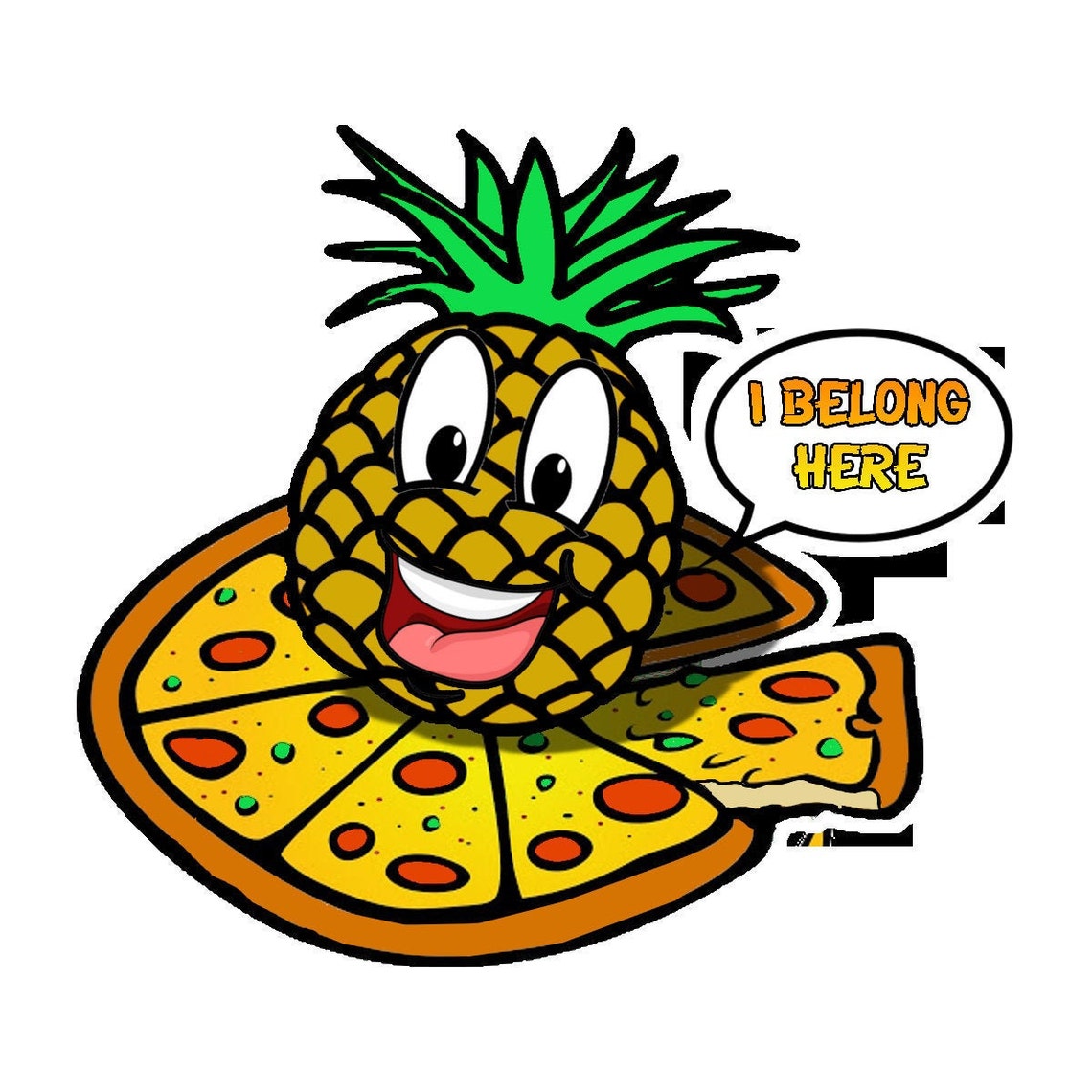 I Belong Here Pineapple on Pizza Vinyl Sticker Etsy