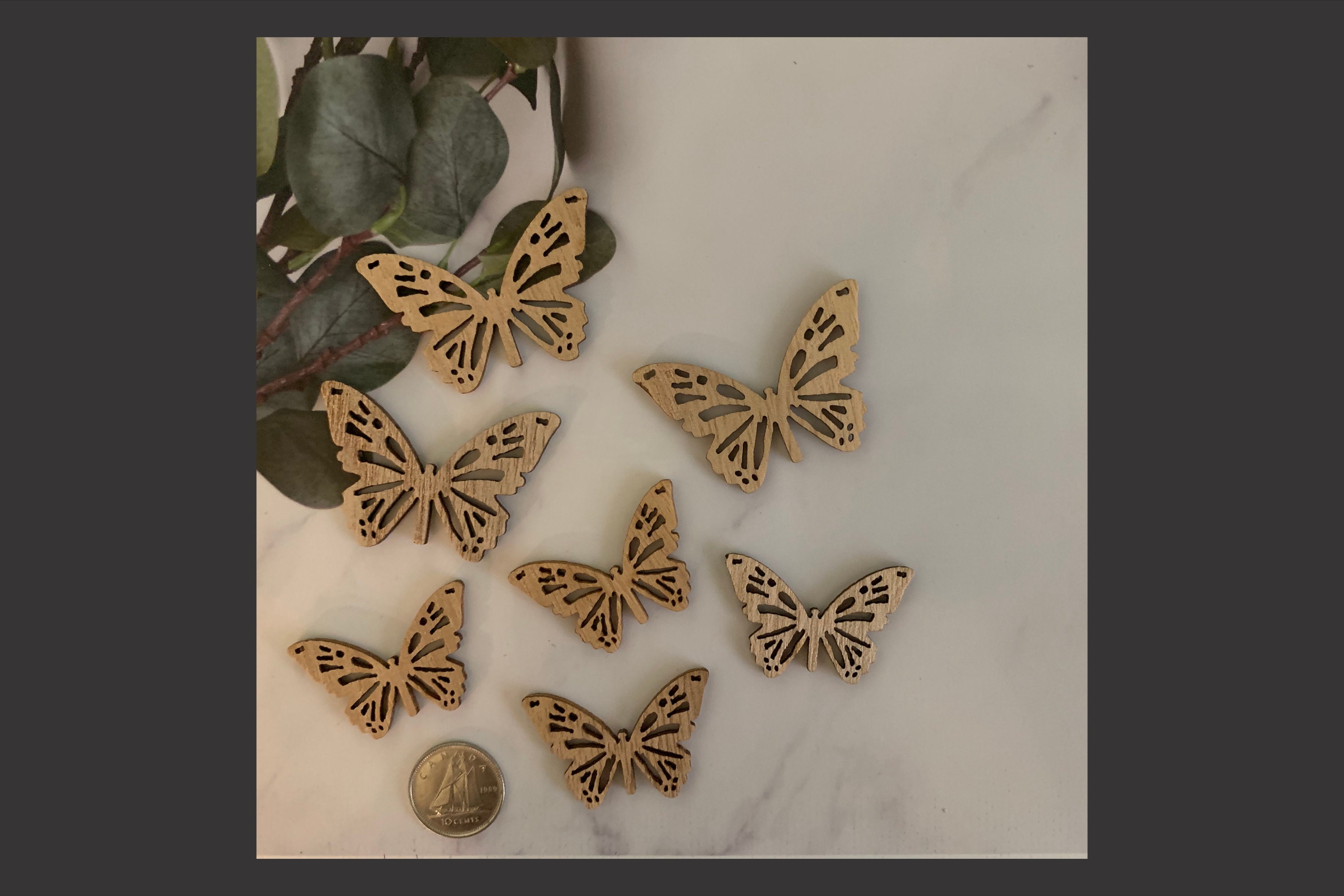 Craft Embellishments: Wood & Felt Butterflies - 7pc Craft Embellishments: Wood & Felt Butterflies - 7pc