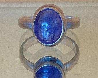 Tanzanite Ring Estate Natural Tanzanite Cabochon Tanzanite 1980s Vintage Tanzanite Art Deco Mom Gift Birthday Wedding Tanzanite Engagement