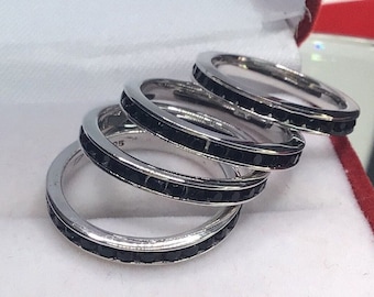 Channel Set Black Onyx Band Continuous Channel Set Stones Black Onyx Stacking Band Anniversary Band Black Onyx Black Onyx Engagement