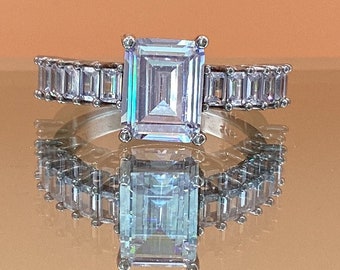 Radiant Cut Cubic Zirconia Engagement Wedding Ring Cocktail Ring April Birthstone Moissanite Lab Grown Diamond Gift