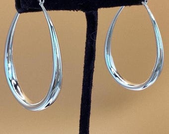Oval Hoop Ohrringe Mittlere Größe 925 Teardrop Creolen Geschenk für Sie Geburtstag Jahrestag Hoop Ohrringe Sterling Silber Hoops Geburtstagsgeschenk