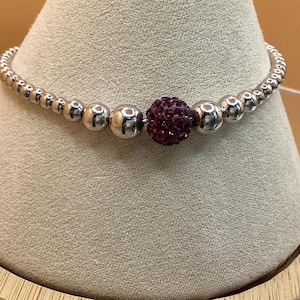 Sterling Silver Ball Bracelet Swarovski Crystals Tapered 15mm to 3mm Balls 925 Silver Beads Birthday Gift Daughter