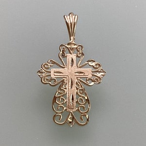 14k Cross Necklace Cross Pendant Estate 14k Yellow Gold Diamond Cut Cross Pendant Vintage Cross Charm Religious Gift