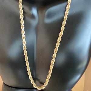 4.2mm Rope Chain 10k Yellow Gold 16 Inch Vintage Necklace Estate Jewelry