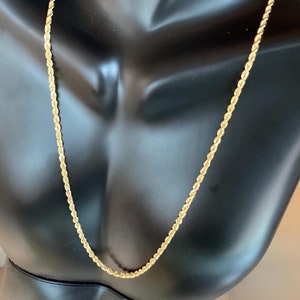 10k Yellow Gold 2mm Rope Chain 16 inch Vintage Necklace 1990’s Estate Jewelry