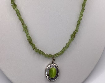 Vintage Peridot Halskette 18-Zoll-Peridot Choker Halskette Mode Peridot Choker mit Anhänger August Geburtstag Mom Geschenk August Birthstone