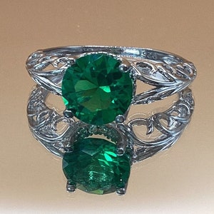Round Emerald Ring Halo Emerald Engagement Ring May Birthday Gift Green Birthstone Sweet Sixteen Gift Graduation Gift